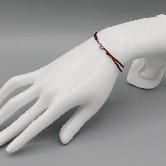 Jewelry heart burgundy silver string bracelet adjustable fashion delicate brand - Picture 5 of 7